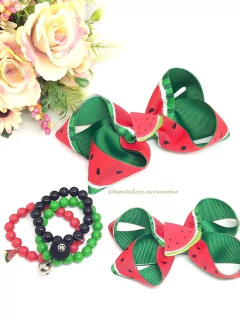 Laços e tiara aplique melancia - Santo Laço Acessorios