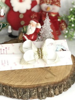 Laço Mel pérolas e strass - Santo Laço Acessorios