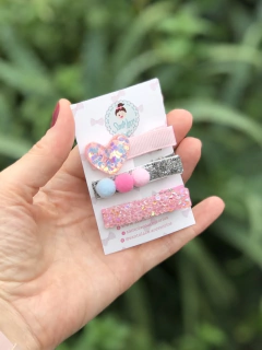 Hair clips coração cristal - loja online