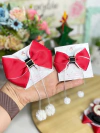 Laço Papai Noel pompom (PRONTA ENTREGA)
