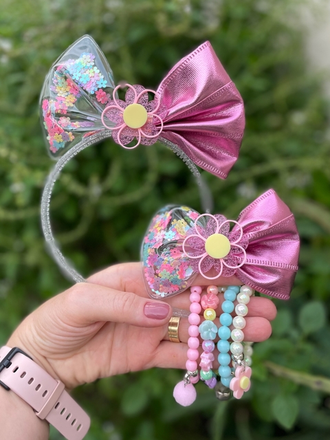 Laço e tiara floral