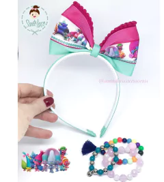 Kit Laço e tiara Trolls - comprar online