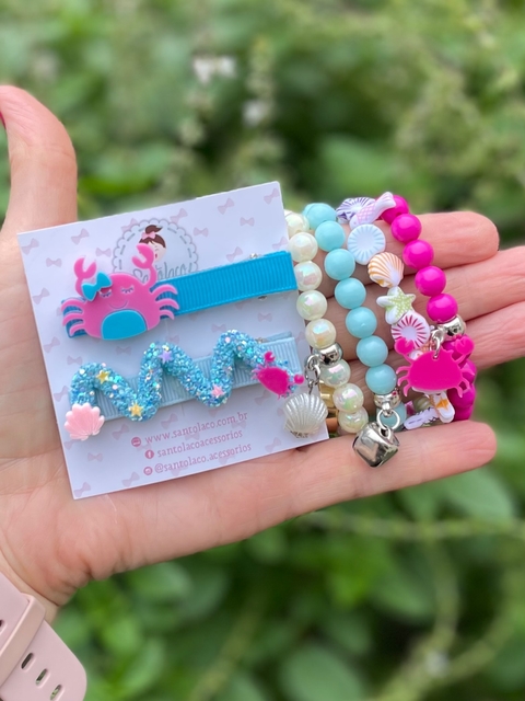 Kit hair clips fundo do mar