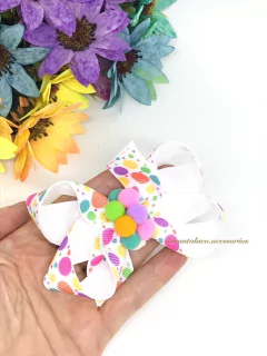 Kit Laço Bella e lacinho Duda poá e pompons - Santo Laço Acessorios