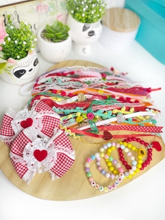 Kit junino, laço, fitas e pulseira