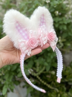 Tiara orelhinha de Coelho luxo vichy (Páscoa) - comprar online