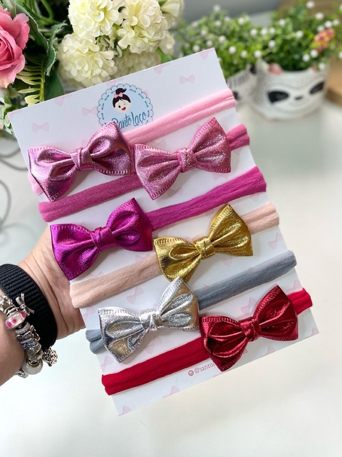 laço metalizado para bebê, dourado, pink, prata, cor de rosa.