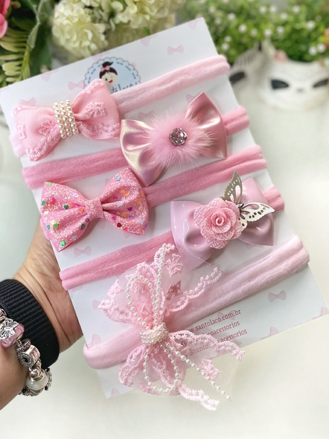 Lacinhos para bebê luxo rosa
