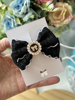 Laços Tweed Preto Luxo - Santo Laço Acessorios