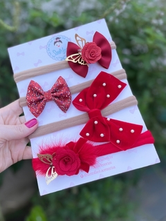 Laço e Faixinhas para bebê na cor vermelho (PRONTA ENTREGA)