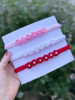 Faixinhas de bebê trança floral