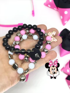 Laço Bella Minnie Rosa e Vermelha Liso - Santo Laço Acessorios