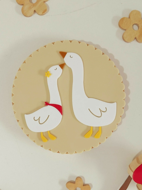 Quadrinho Redondo Casal de Patos - comprar online