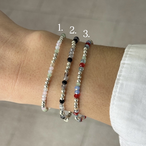 Pulsera acero blanco y cristales - comprar online
