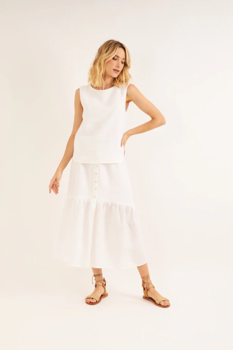 Saia Betânia Linho Branco