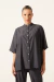 Blusa Ayla Listras Marinho e Verde Tricoline Eco - comprar online