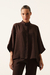 Blusa Clarisse Crepe Café Torrado - Vanessa Tobler