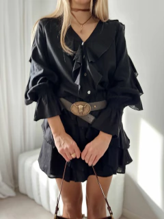 FALDA LINEN CON VOLADOS IRREGULARES