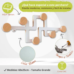 Perchero De Pared Escandinavo Nordico Blanco - tienda online