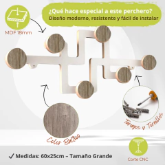 Perchero De Pared Escandinavo Nordico Blanco Roble - tienda online