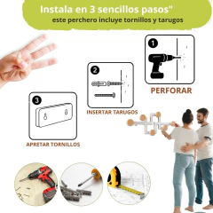 Imagen de Perchero De Pared Escandinavo Nordico Blanco Paraiso