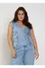 COLETE JEANS MARMORIZADO CLARO FEMININO PLUS SIZE