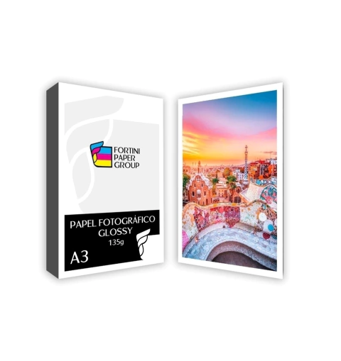 100 Folhas Papel Fotográfico 135g Glossy Brilho A3 À Prova D´água para Jato de Tinta - comprar online