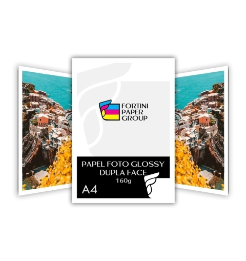 Papel Fotografico Dupla Face Glossy Brilho 160g A4 500 Folhas para Jato de Tinta