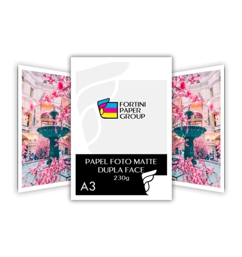 Papel Fotografico 230g A3 Matte Fosco Dupla Face 50 Folhas Premium para Jato de Tinta