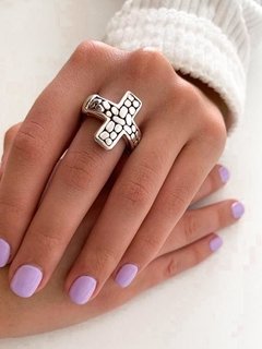 ANILLO CRUZ CON PUNTOS EN RELIEVE - ANI016 - comprar online