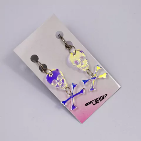 skull holo - acero quirúrgico (par)