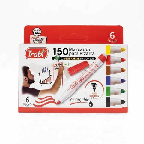 Marcadores Para Pizarra Trabi 150 Con Borrador X6