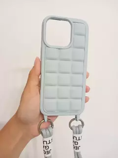Puffer Correa Celeste Claro - comprar online