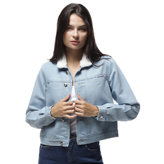 JAQUETA JEANS FEMININA FORRO PELO P/GG - WF7039 na internet