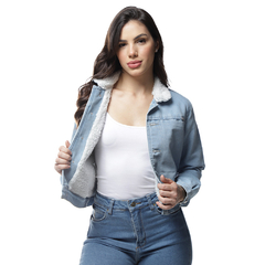 JAQUETA JEANS FEMININA FORRO PELO P/GG - WF7039