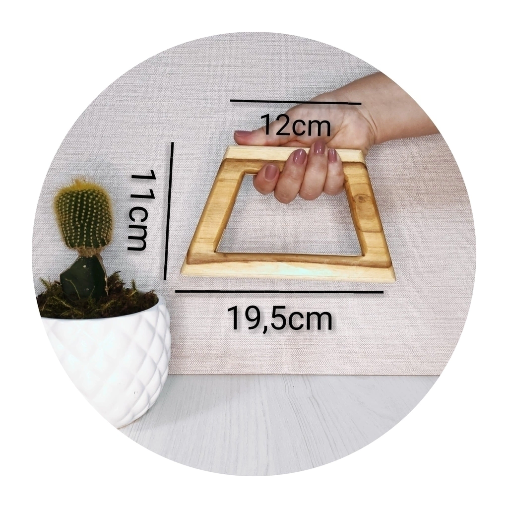 Par de Alça Madeira Trapézio 19,5x11cm