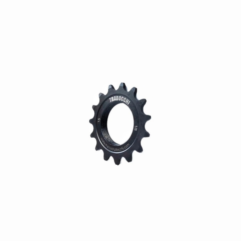Piñón fijo negro de acero con tratamiento térmico anti fricción para bicicleta paso 1/8 con 15 dientes