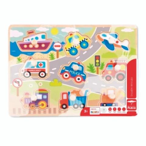 Juego De Encastre Figuras De Madera Vehiculos 2286