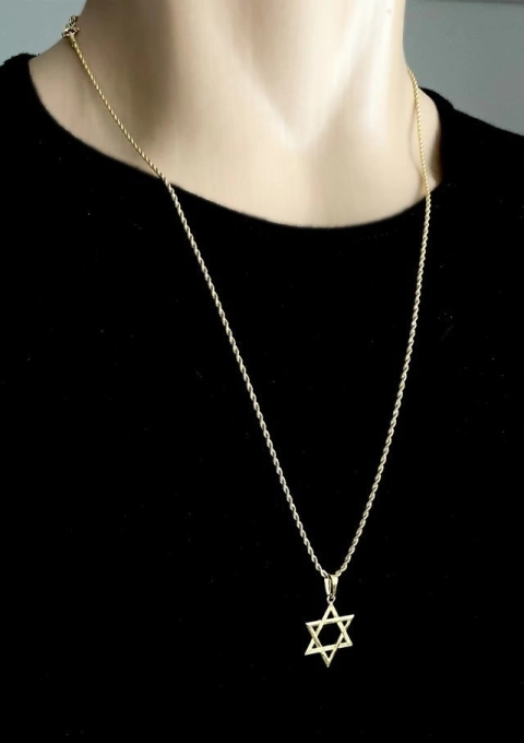 Corrente cordão baiano [2 mm] 70 cm + estrela de davi diamantada [2.5 cm] - Dream 45 Store