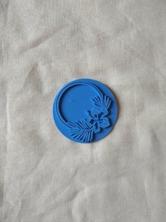 Sello circular marco tropical de 8x8cm