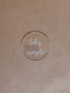 Stamp feliz cumple cursiva 7cm