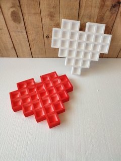 Caramelera corazón cuadriculado de 30cm BLANCO