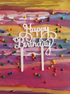 Topper Happy Birthday con dos soportes