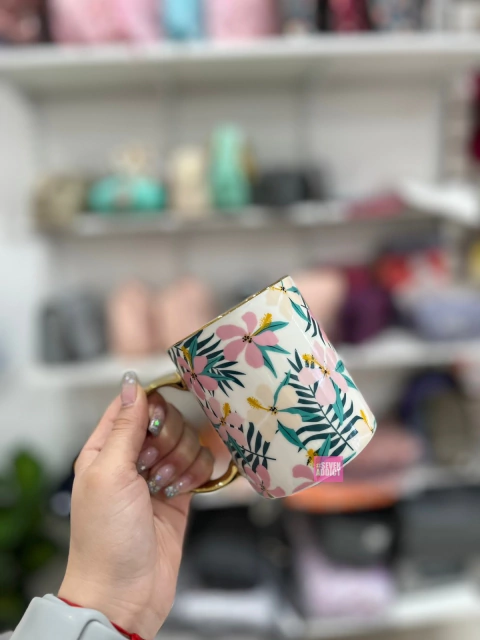 TAZA MUG FLOWER GOLD