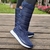 Bota Forrada Neve e Frio Cano Longo Velcro Marinho