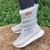 Bota Forrada Neve e Frio Nylon Caqui Acinzentado