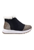 Bota Forrada Nylon Preto Malha Dourada Pelo Branco