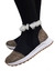Bota Forrada Nylon Preto Malha Dourada Pelo Branco