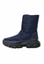 Botas forradas de inverno na cor azul, com solado tratorado resistente, projetadas para neve e frio, oferecendo conforto e proteção térmica.