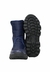 Botas forradas de inverno na cor azul, com solado tratorado resistente, projetadas para neve e frio, oferecendo conforto e proteção térmica.